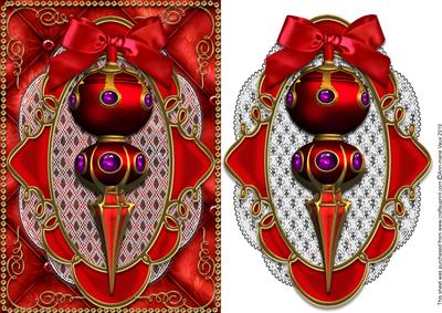 Vintage Metallic Red Decoration Lace Card Front