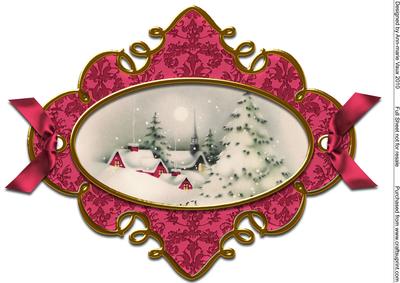Snow Tree Village A4 Picture Topper