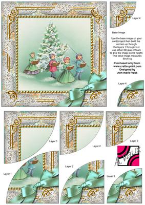 Christmas Carol Singers 6 Inch Duo Corner Stack Card Front