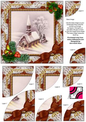 Christmas Lights Holly 6 Inch Duo Corner Stack Card Front
