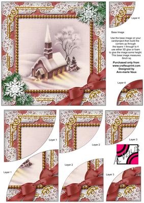 Church Lights Snow 6 Inch Duo Corner Stack Card Front