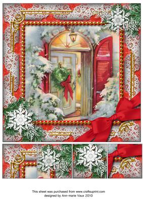 Christmas Welcome Door Snow 8inch Picture Sheet