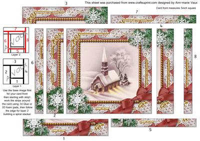 Church Lights on Snow Spiral Edge Stacker Card Front