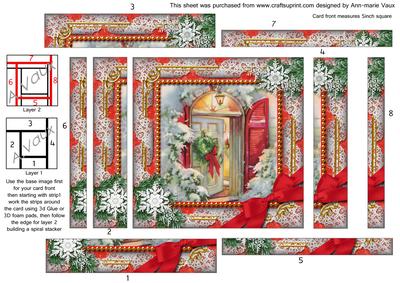 Christmas Welcome Door Snow Spiral Edge Stacker Card Front