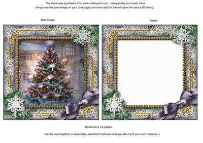 How Tree Looks Snow Ornate Square Card Front and Frame