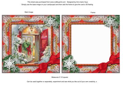 Christmas Welcome Door Snow Square Card Front and Frame