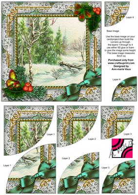 Winter Countryside Holly 6 Inch Duo Corner Stack Card Front