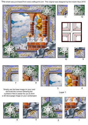 Angels Bell Pulling Snow All 4 Corner Stacker Card Front