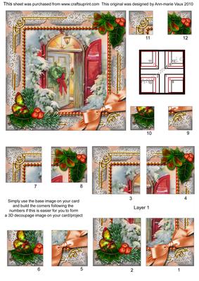 Christmas Welcome Door Holly All 4 Corner Stacker Card Front