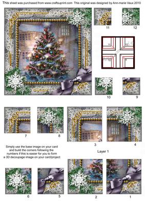 How Tree Looks Snow All 4 Corner Stacker Card Front