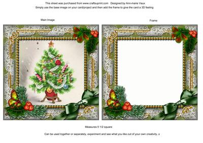The Tree Holly Ornate Square Card Front and Frame