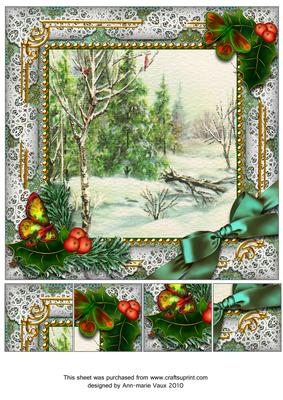 Winter Countryside Holly 8inch Picture Sheet
