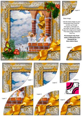 Angels Bell Pulling Holly 6 Inch Duo Corner Stack Card Front