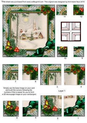 Winter Pub Holly All 4 Corner Stacker Card Front