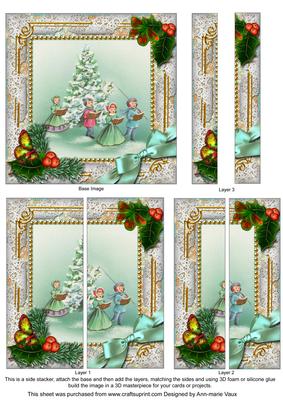 Carol Singers Holly 5inch Square Straight 2 Side Stacker