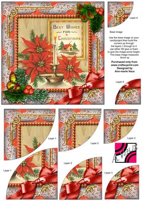 Poinsettia Holly 6 Inch Duo Corner Stack Card Front