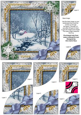 Blue Winter Walk Snow 6 Inch Duo Corner Stack Card Front