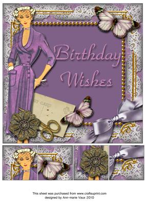 Lavender Lady Butterfly 8inch Picture Sheet
