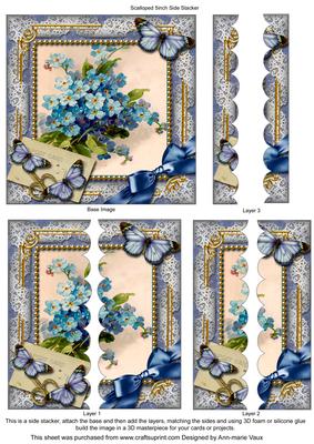 Forget Me Knot Butterfly 5inch Scalloped 2 Side Stacker