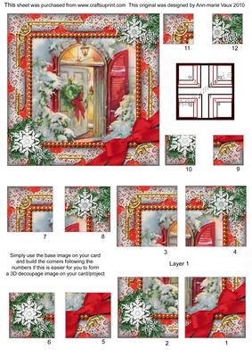 Christmas Welcome Door Snow All 4 Corner Stacker Card Front