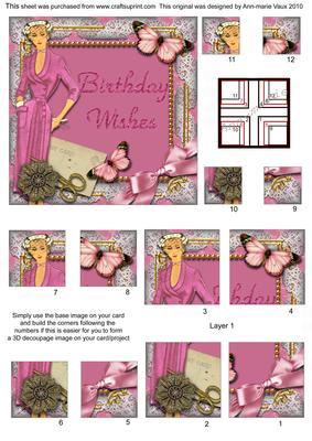 Pink Lady Butterfly All 4 Corner Stacker Card Front