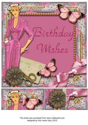 Pink Lady Butterfly 8inch Picture Sheet