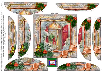 Christmas Welcome Door Holly Spiral Rounded Edge Stacker