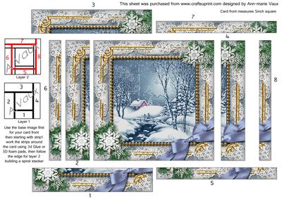 Blue Winter Walk Snow Spiral Edge Stacker Card Front