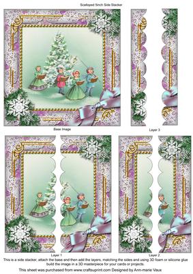 Carol Singers Snow 5inch Square Scalloped 2 Side Stacker