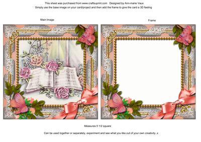 Songbook Butterfly Ornate Square Card Front and Frame