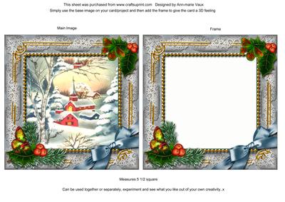 Little Village Holly Ornate Square Card Front and Frame