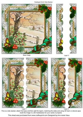 Winter Tale Holly 5inch Square Scalloped 2 Side Stacker