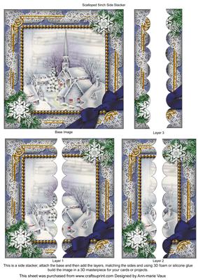 Blue Church Snow 5inch Square Scalloped 2 Side Stacker