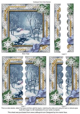 Blue Winter Walk Snow 5inch Square Scalloped 2 Side Stacker