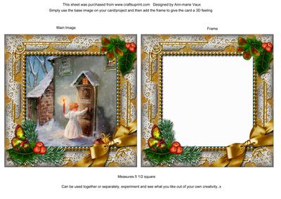 Choirboy Knocking Holly Ornate Square Card Front and Frame