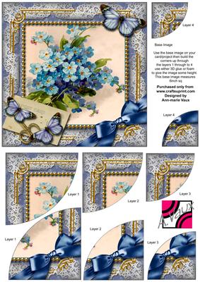 Forget-me-knot Butterfly 6 Inch Duo Corner Stack Card Front