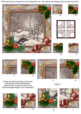 Winter Walk Holly All 4 Corner Stacker Card Front