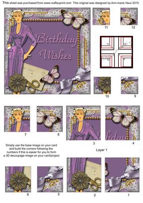 Lavender Lady Butterfly All 4 Corner Stacker Card Front