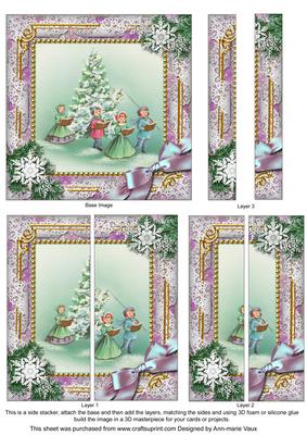Carol Singers Snow 5inch Square Straight 2 Side Stacker