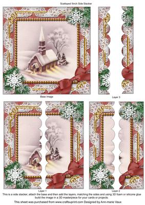 Church Lights on Snow 5inch Square Scalloped 2 Side Stacker