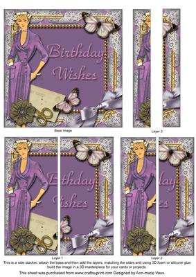Lavender Lady Butterfly 5inch Square Straight 2 Side Stacker