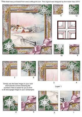 Snow Village Snow All 4 Corner Stacker Card Front