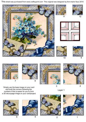 Forget-me-knot Butterfly All 4 Corner Stacker Card Front