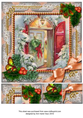 Christmas Welcome Door Holly 8inch Picture Sheet