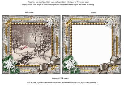 Winter Walk Snow Ornate Square Card Front and Frame