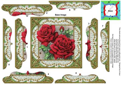 Beautiful Red Roses Lace 5inch Bracket Edge Spiral Stacker