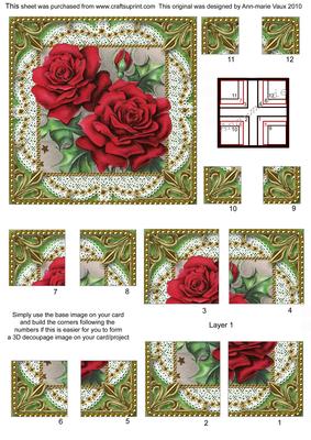 Beautiful Red Roses All 4 Corner Stacker Card Front