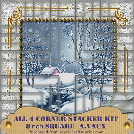 Blue Winter Walk Snow 8inch Square Corner Stacker Kit