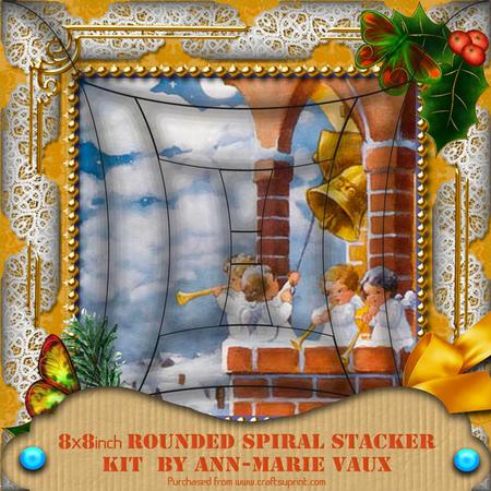 Angel Bell Pulling Holly 8in Rounded Edge Spiral Stacker Kit