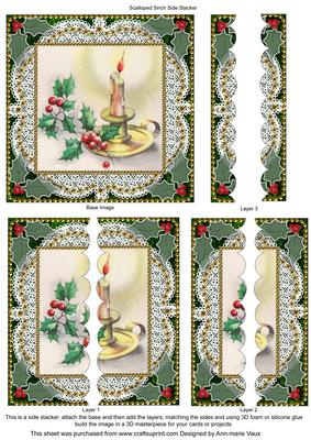 Christmas Candle 2 5inch Square Scalloped 2 Side Stacker